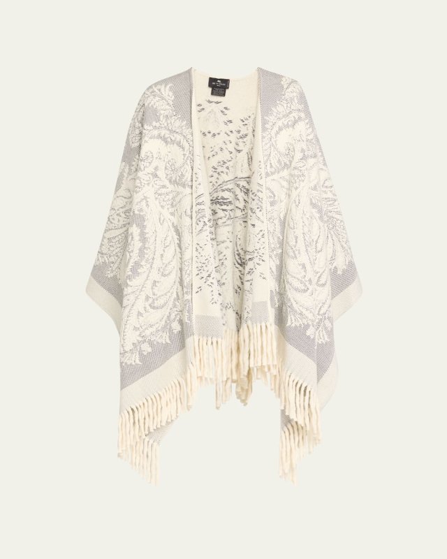 Paisley Jacquard Wool Cape